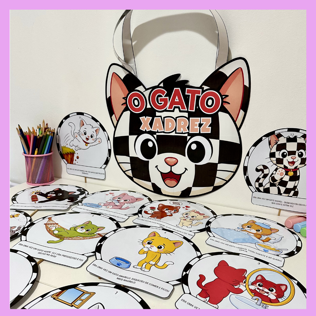Sacola “ O gato Xadrez ”